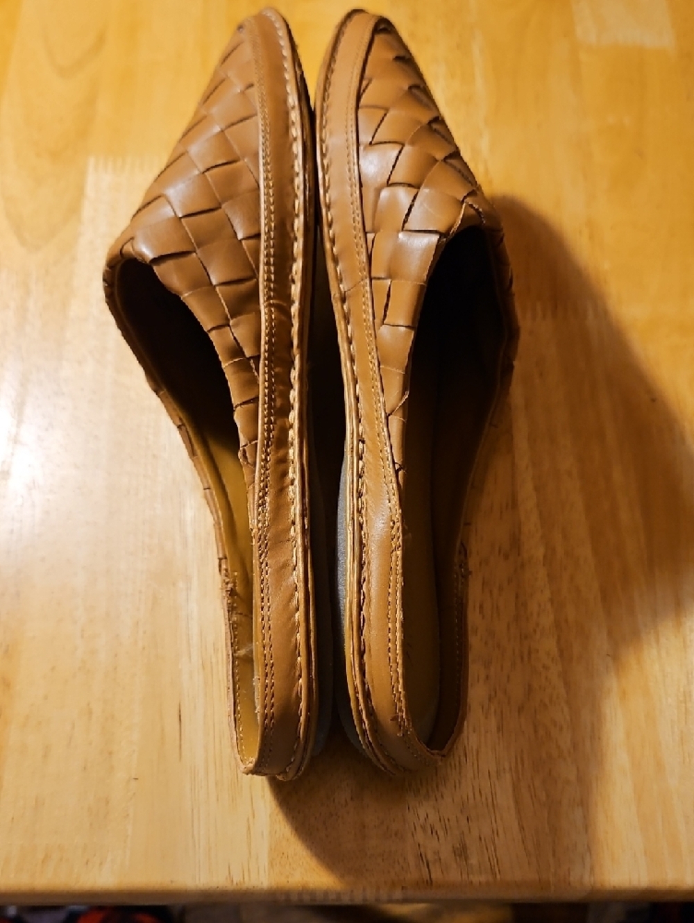 Vince Woven All Leather Slip-On Mules in Cognac - Picture 5 of 9